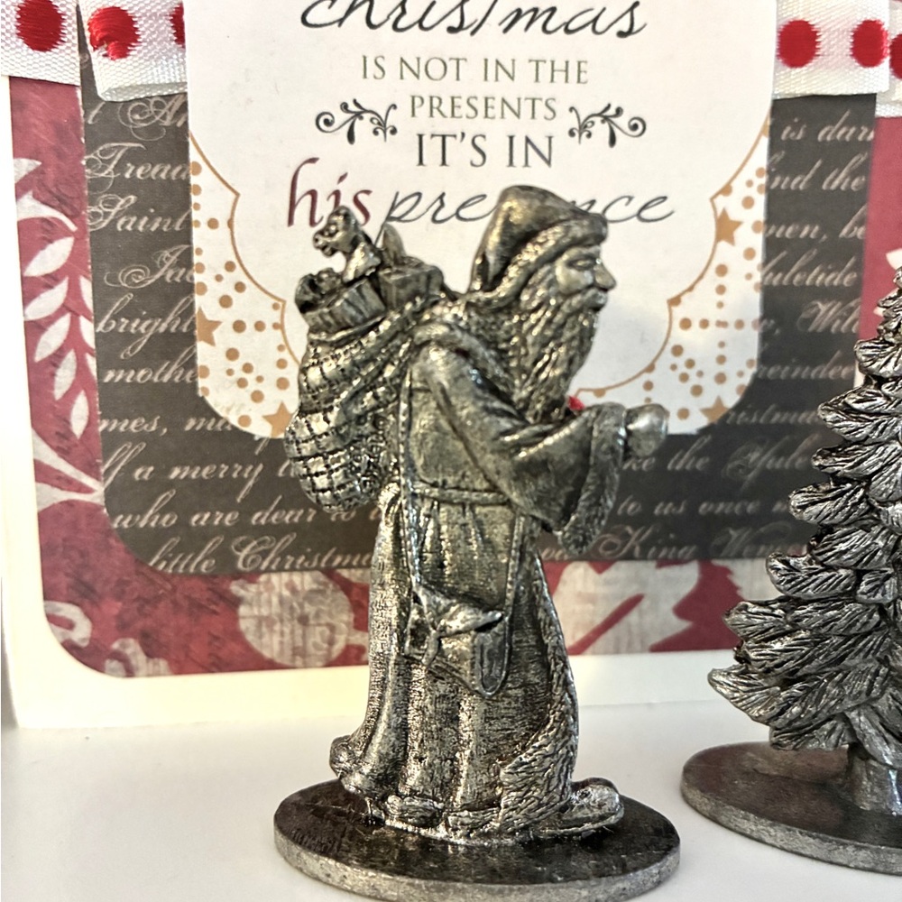 Vintage Pewter Santa Christmas Tree Metzke Set 1998 - Picture 3 of 6